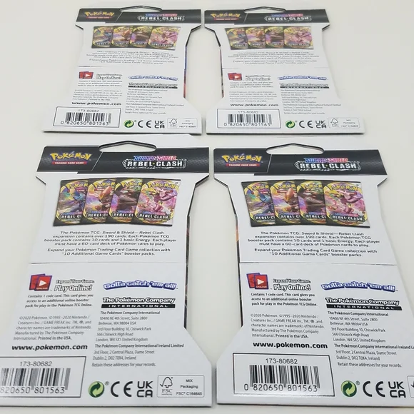 Pokemon TCG 4 Booster Pack Bundle Sword & Shield Rebel Clash Factory Sealed - Picture 6 of 8